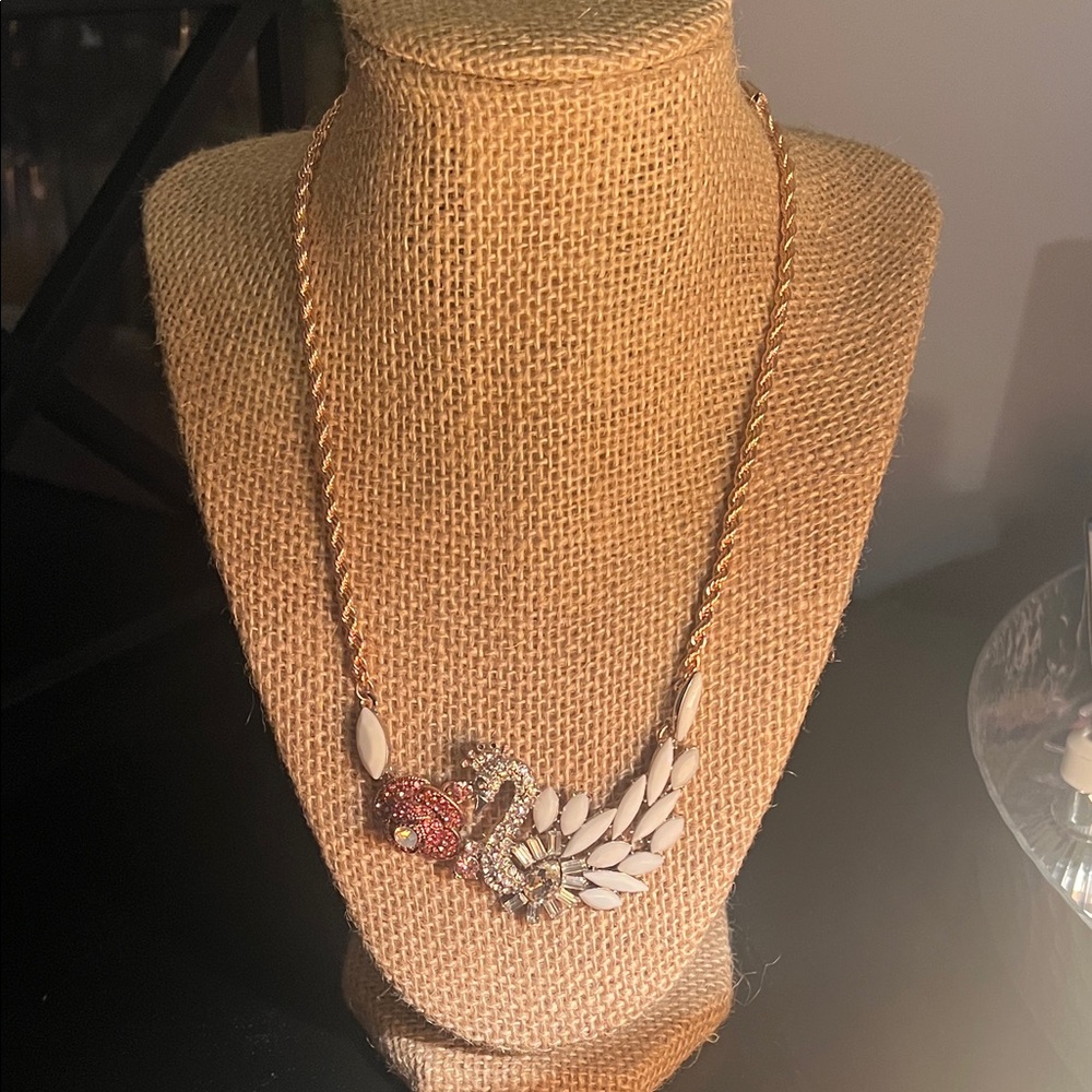 Betsey Johnson Gold and White Necklace with Red Accents